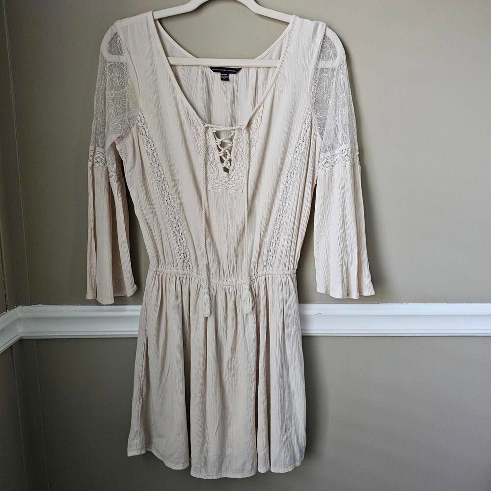 American Eagle Outfitters Beige Lace Detail Dress Medium